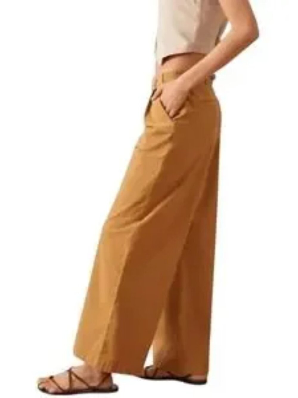 Anthropologie Low-Rise Wide-Leg Trousers Back Buckle